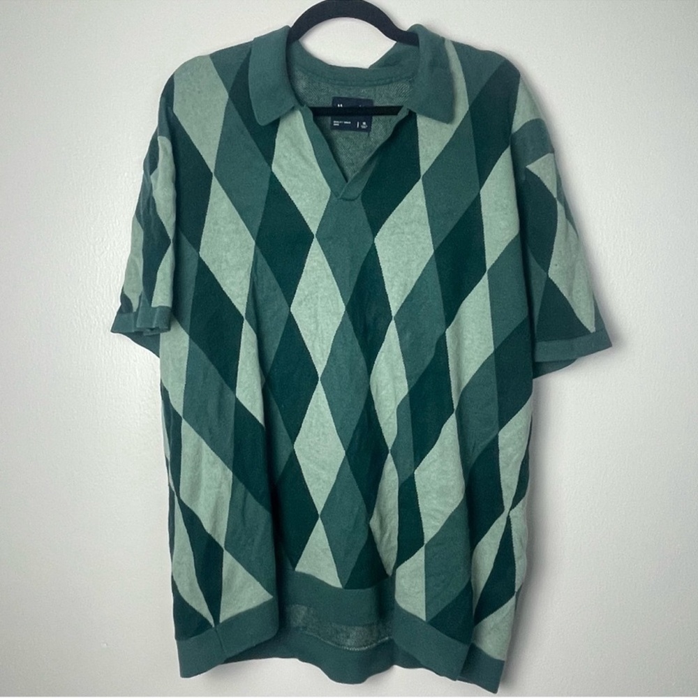 Abercrombie & Fitch Argyle Johnny Collar Sweater Polo - Picture 2 of 4
